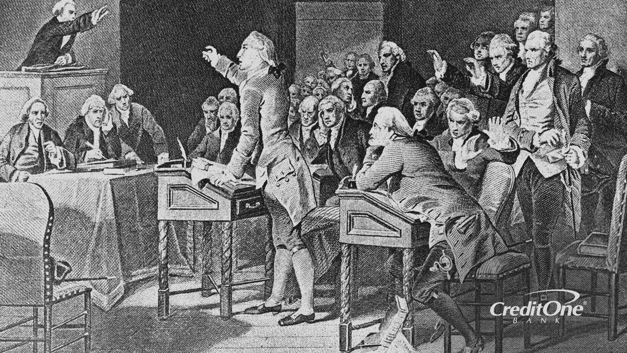 Patrick Henry during "taxation without representation" argument in 1765